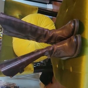 London Fly brown wedge boots size 6.